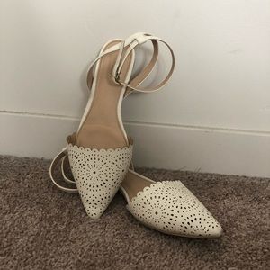 White ankle flats